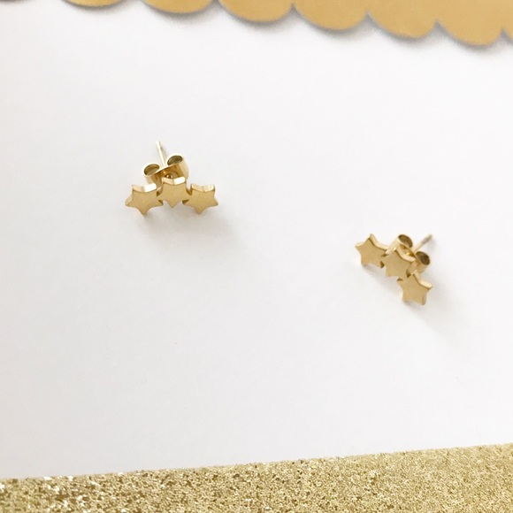 Foxburrow Jewelry - Tiny Star Climber Earrings Gold Celestial Curved